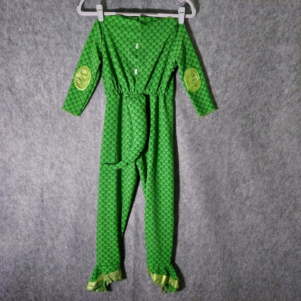 PJ Masks Gekko Costume 5 6‎ Jumpsuit Mask Tail Halloween Dress Up Embroidered